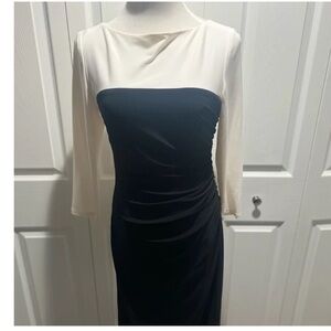 Women’s Lauren Ralph Lauren Black and Cream Long Sleeve Dress